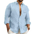 Men's Solid Plaid Chest Pocket Lapel Long Sleeve Shirt 10101676Y
